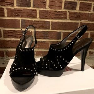 Black sling back heels